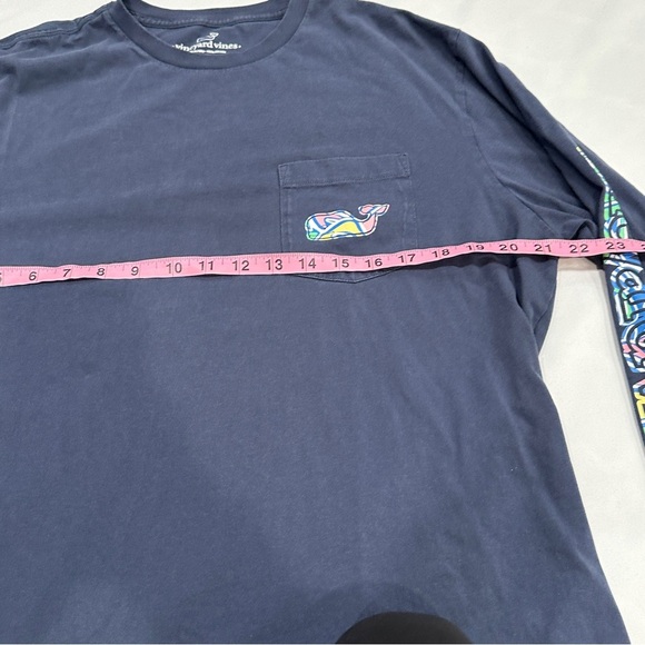 Vineyard Vines Navy Blue Tropics Whale Long Sleeve Shirt - Picture 4 of 7